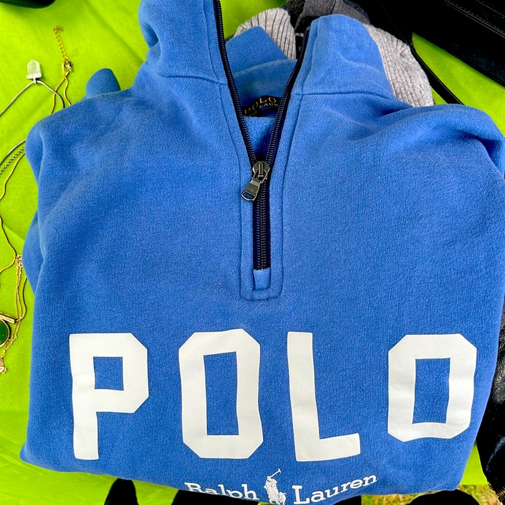 Blue Polo Ralph’s Lauren quarter zip, size small